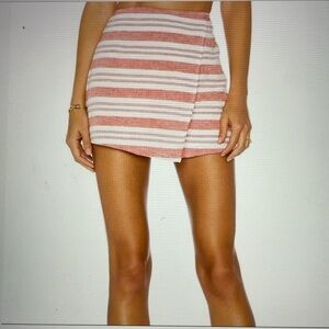 Revolve Lovers + Friends Striped Stargazer Linen Blend Wrap Skort Size M NWT